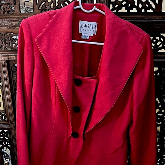 MAGALI COLLECTION RED WOOL PAISLEY SUIT JACKET SIZE 12 - Picture 1 of 7